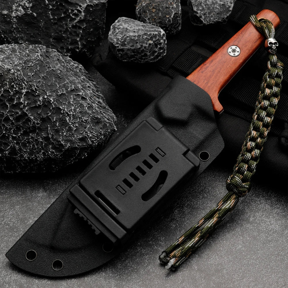High quality steel fixed blade, outdoor camping knife with high hardness stainless steel integrated keel and sheath, emergency p