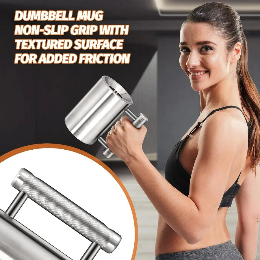 Heavy Coffee Mug Challenge 304 Stainless Steel Dumbbell Cups Silver Overweight Sports Water Cup for Fitness Training Arm Strengt