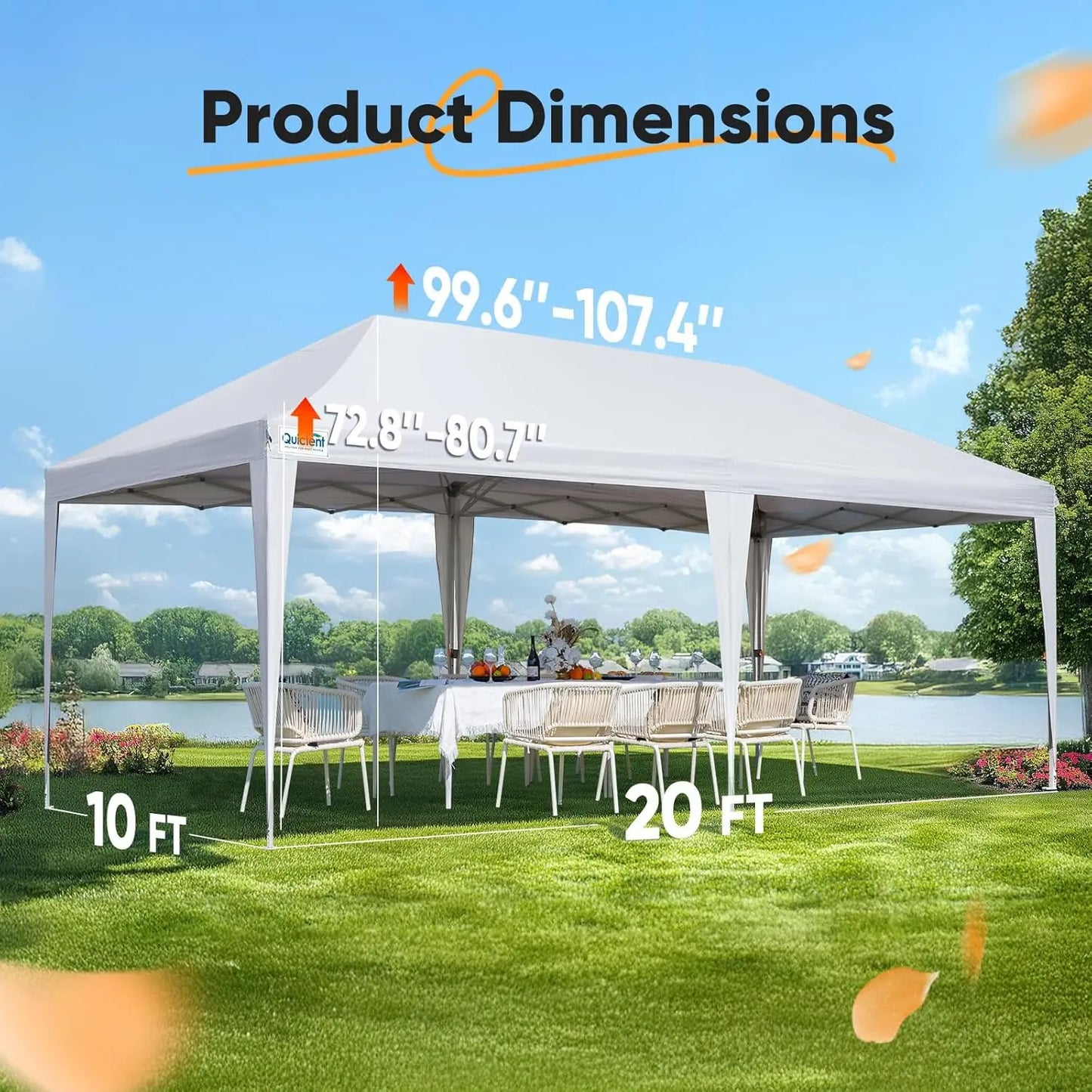 10x20 Pop up Canopy Tent with Sidewalls Windows Waterproof for Outdoor Party Wedding, Custom