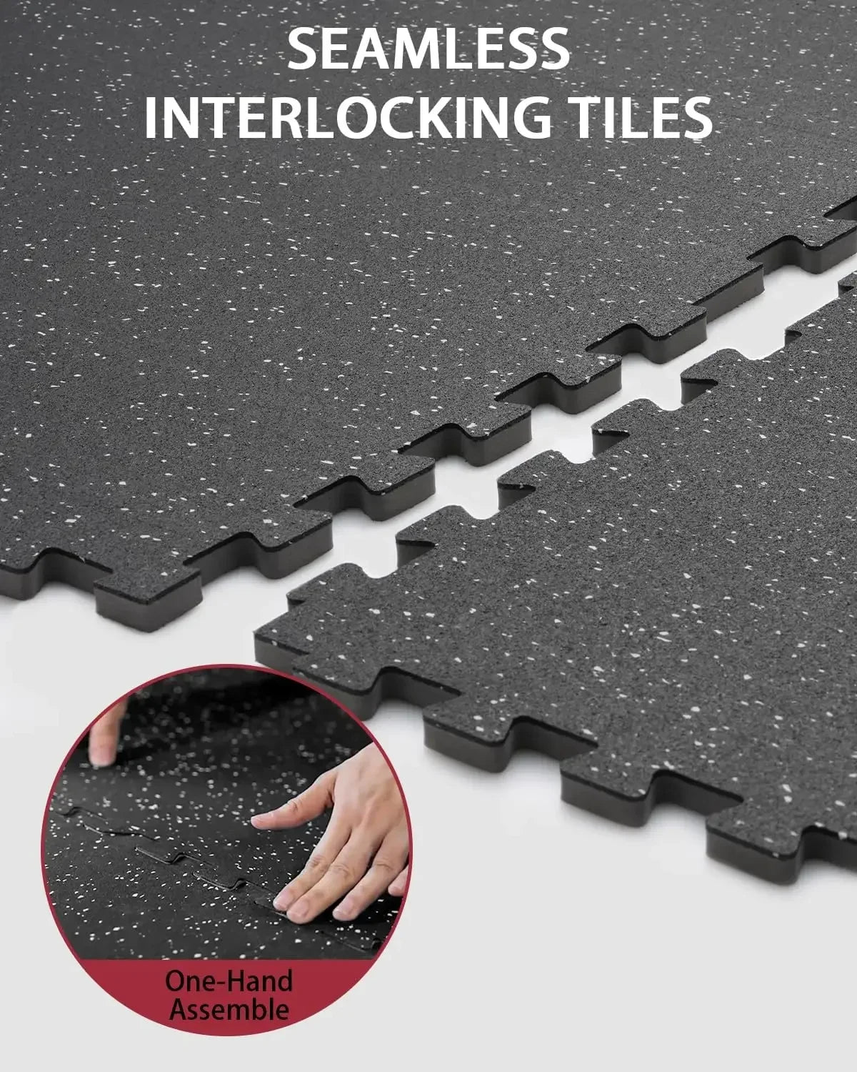0.56 Inch Thick Gym Flooring for Home Gym, Exercise Equipment Mats with EVA Foam and Rubber Top, Interlocking Puzzle Rubber