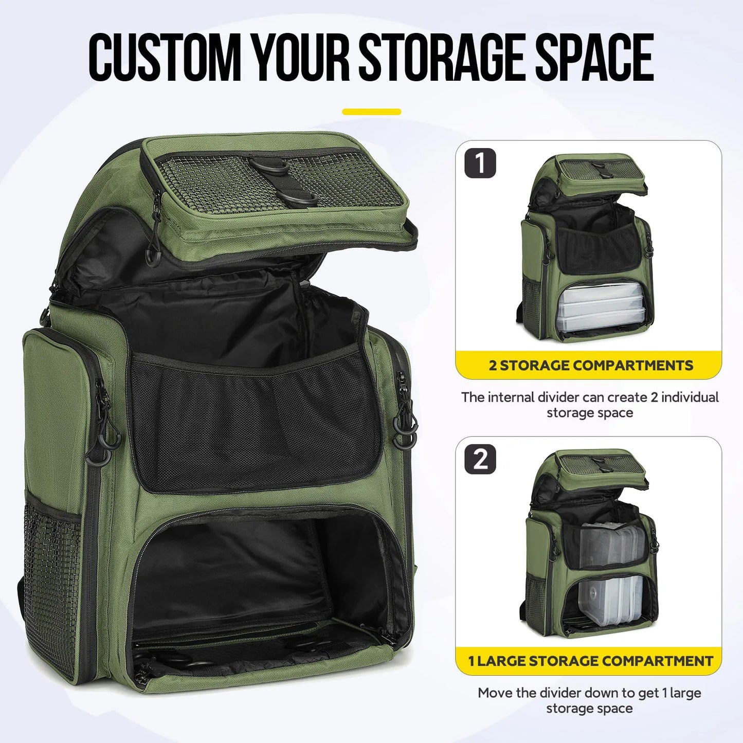 Fishing Backpack with Rod Holders Multifunctional Fish Tackle Rucksack Lure Organizer Storage Bag Outdoor Hiking Hunting Bagpack
