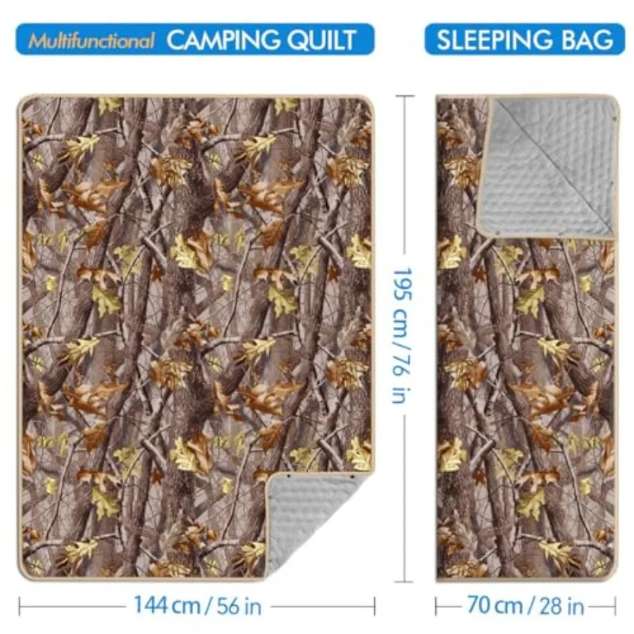 Outdoor Camping Quilt Warm Thick Blanket with Polar Fleece Packable Down Wearable Camp Blankets with Snap Buttons Soft Puffy Ca