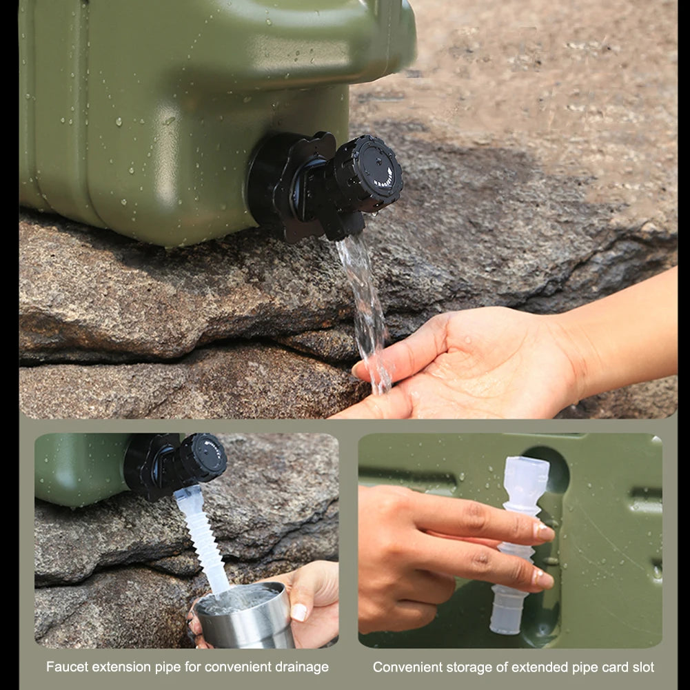 11L Camping Bucket Water Storage Large Capacity Portable Camp Water Bag with Detachable Faucet for Camping Fishing Picnic Hiking