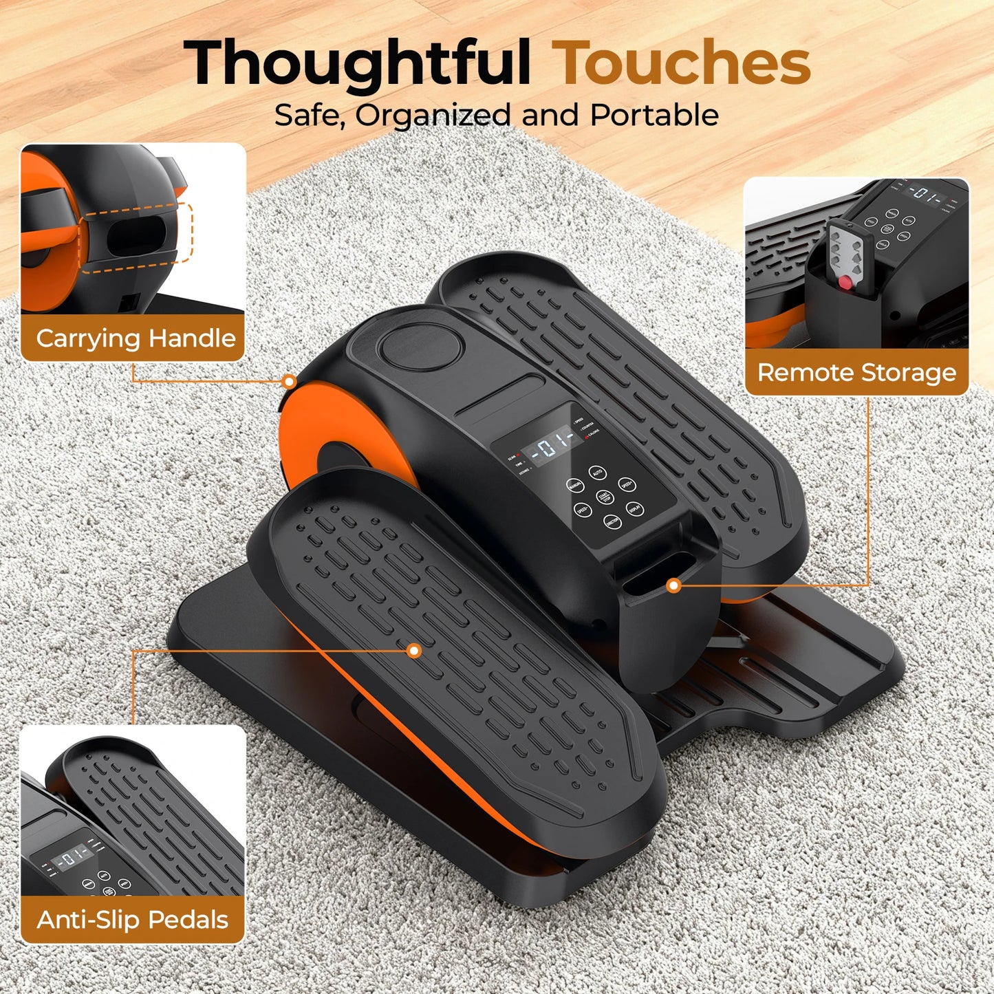 Under Desk Elliptical Machine, 3 Modes, 12 Levels, Remote Control, Quiet Seated Elliptical Leg Exerciser for Seniors' Gift