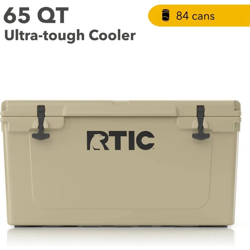 RTIC 65 QT Ultra-Tough Cooler Hard Insulated Portable Ice Chest Box for Beach, Drink, Beverage, Camping, Picnic, Fishing, Boat