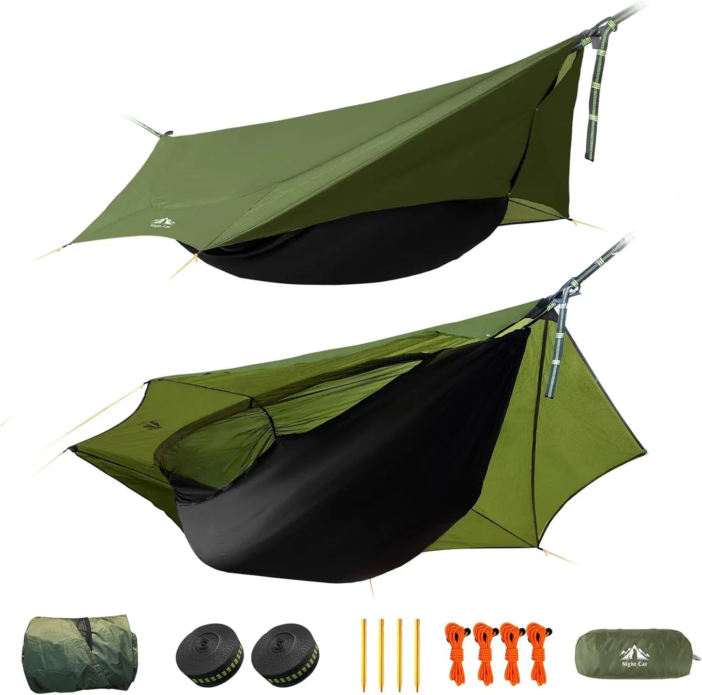 Portable 4-in-1 Camping Hammock Tent with Rain Tarp and Mosquito Net for Outdoor Hiking Adventures