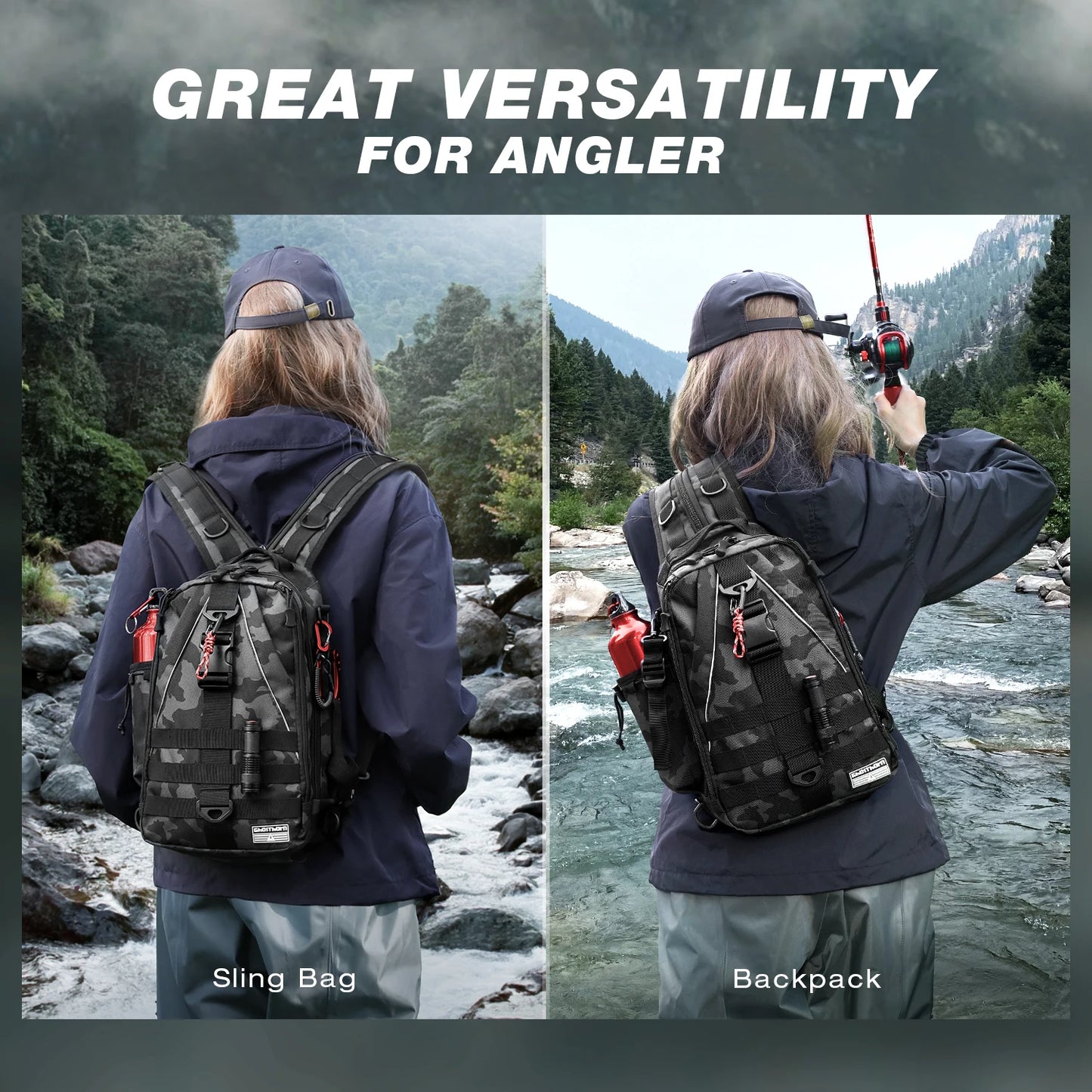 Fishing Gear Kit with Backpack - Tackle Storage Box, Baits, Hooks, Fish Control Tool & Pliers for Anglers