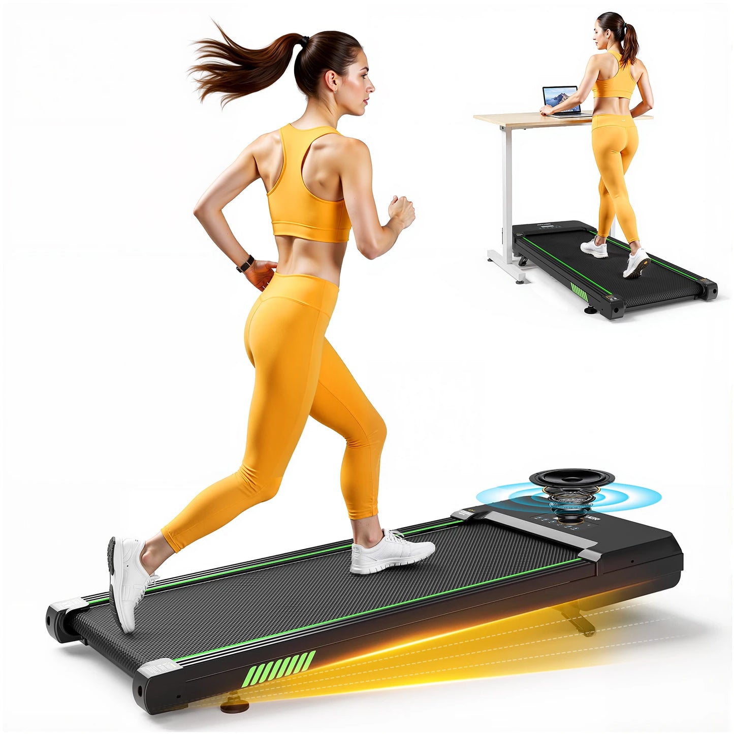 Akluer Walking Pad with 12% Auto Incline, 2.5HP Quiet Portable Treadmills with Smart App & Bluetooth Speaker for Home and Office