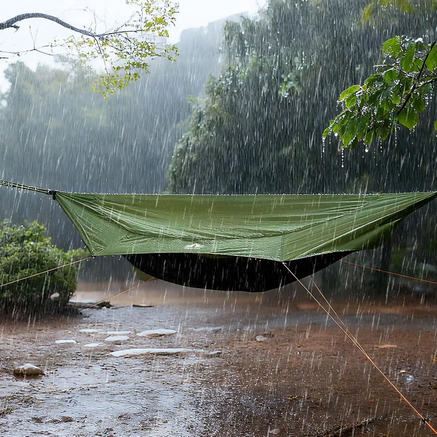 Portable 4-in-1 Camping Hammock Tent with Rain Tarp and Mosquito Net for Outdoor Hiking Adventures