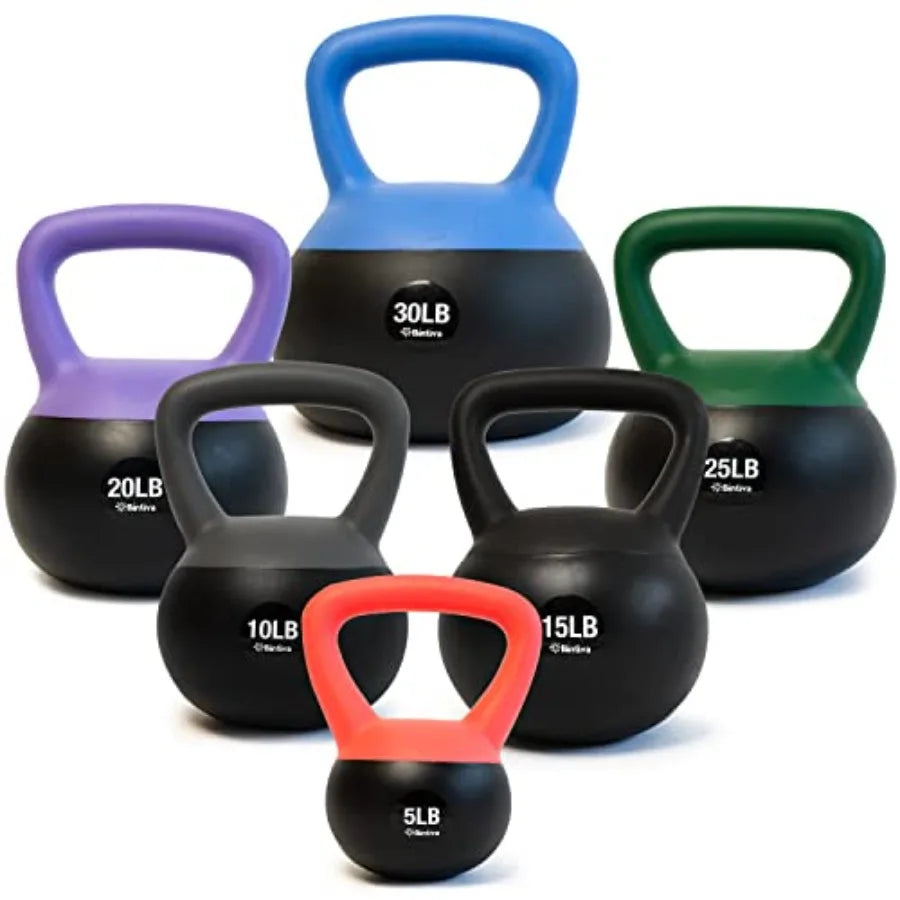 Soft Kettlebells - Sea and Iron Sand Filled Weights for Women and Men - Color Coded Kettle Bell Sets