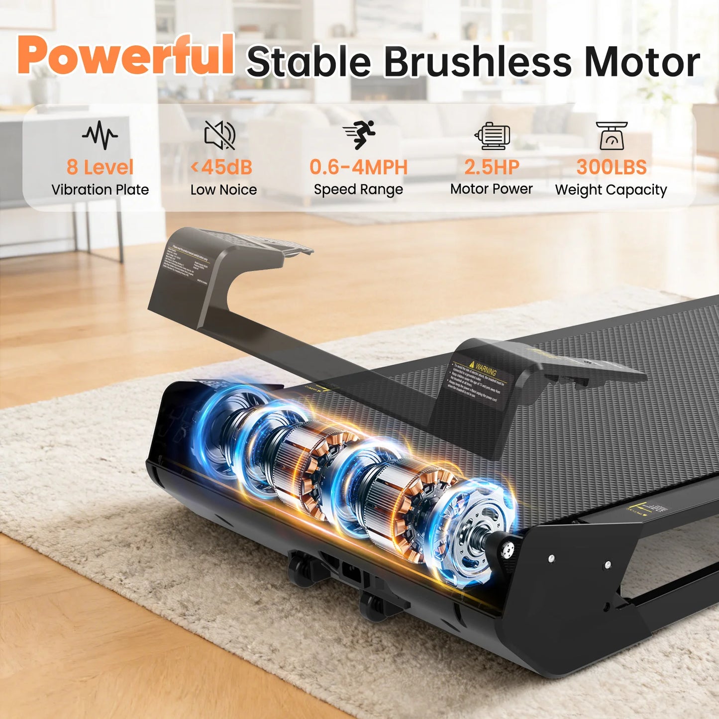 AKLUER Walking Pad with Incline,Low Noise Walking Vibration Treadmill with Remote Control,300lbs Capacity,2.5HP for Home&Office