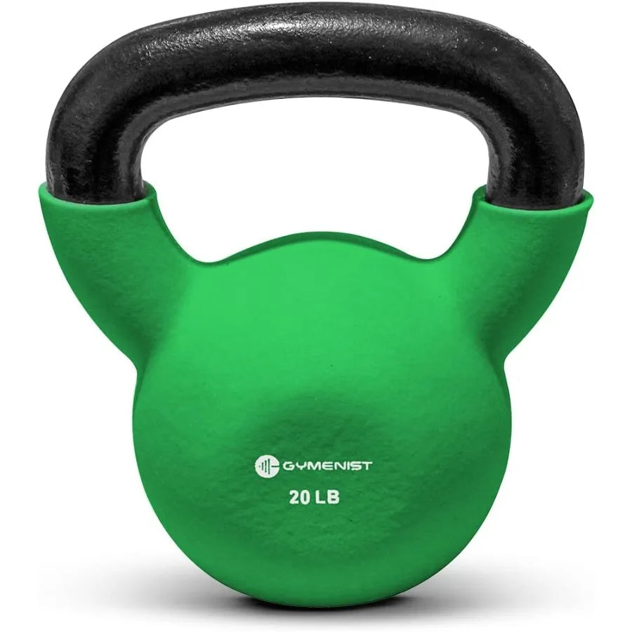 GYMENIST Kettlebell Fitness Iron Weights with Neoprene Coating Around The Bottom Half of The Metal Kettle Bell for Home Gym Str