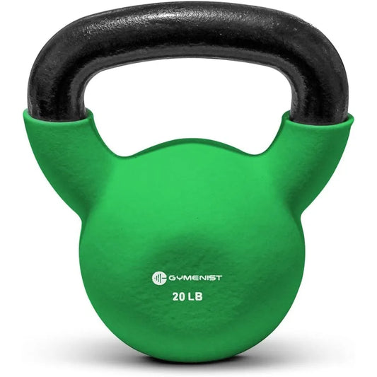 GYMENIST Kettlebell Fitness Iron Weights with Neoprene Coating Around The Bottom Half of The Metal Kettle Bell for Home Gym Str