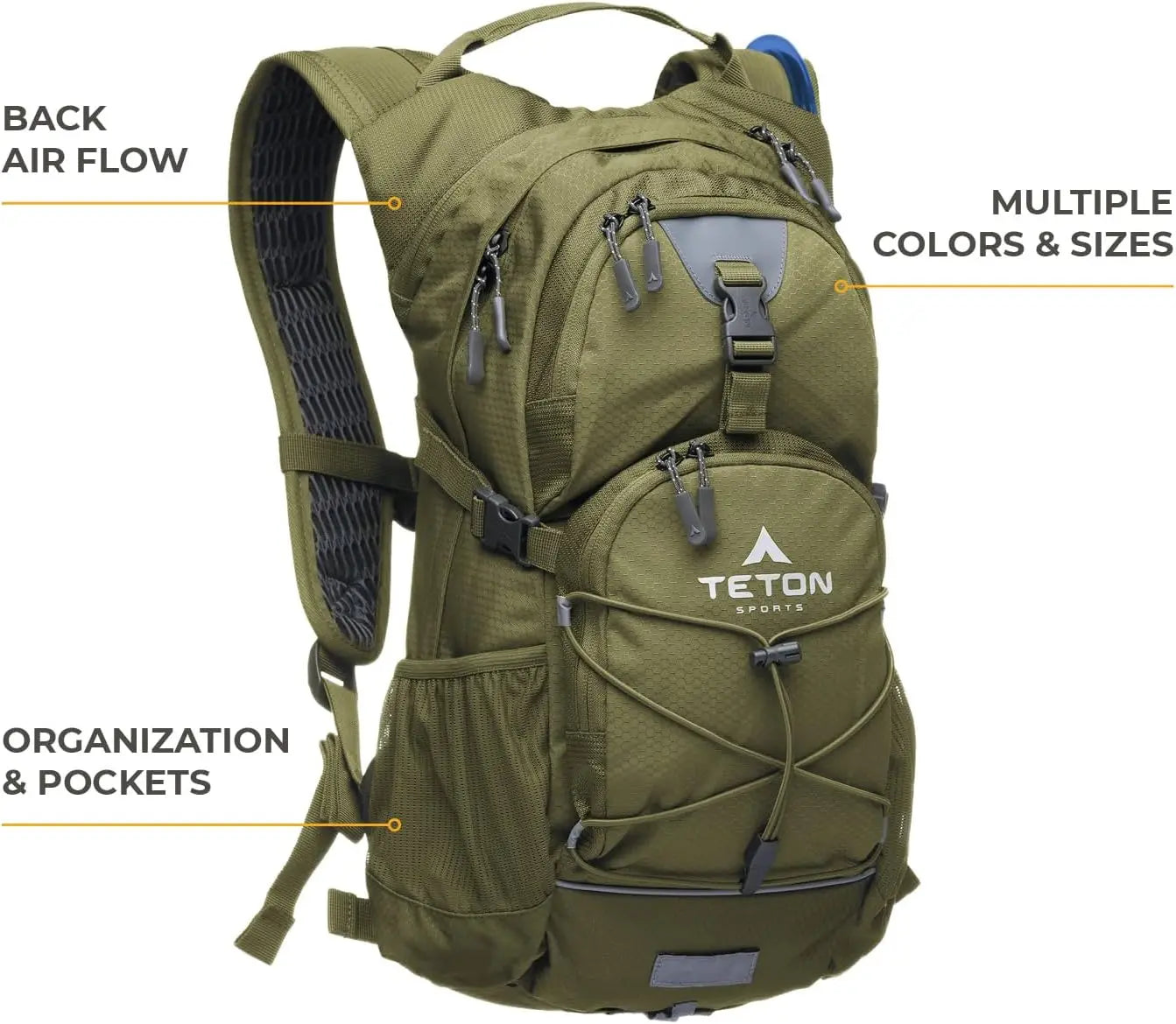 Lightweight Hydration Backpack with 2L Bladder for Hiking, Running, Cycling – 18L/22L Sizes, Rain Cover Included