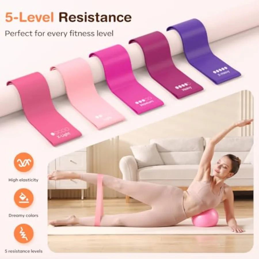 Pilates Kit 13Pcs Home Pilates Essentials Workout Kit with 13 Ring 10 Ball and Resistance Bands for Women at Home Pilates Equip