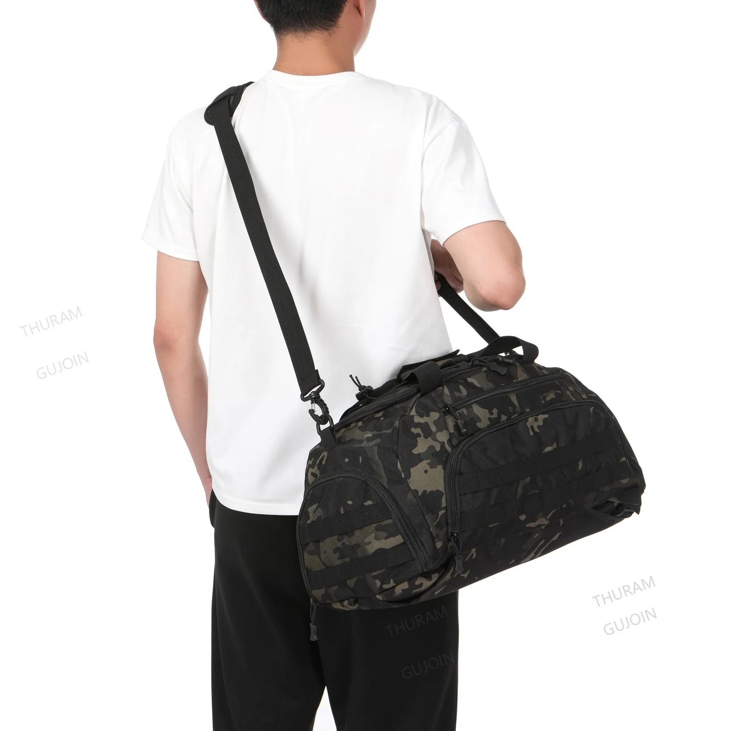 Tactical Gym Backpack with Shoe Compartment Convertible 3-in-1 Duffel Sling Bag for Men Women Weekender Overnight Travel Bag