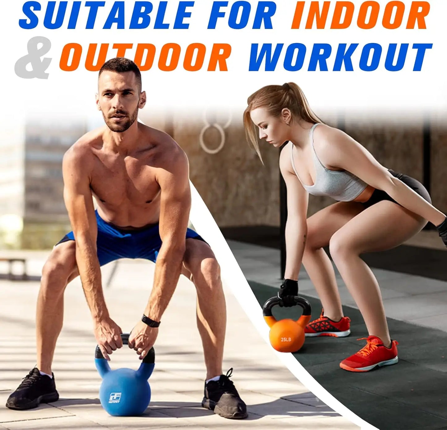 Neoprene Coated Cast Iron Kettlebell Set - 20lb, 25lb, 30lb for Home Gym Strength Training