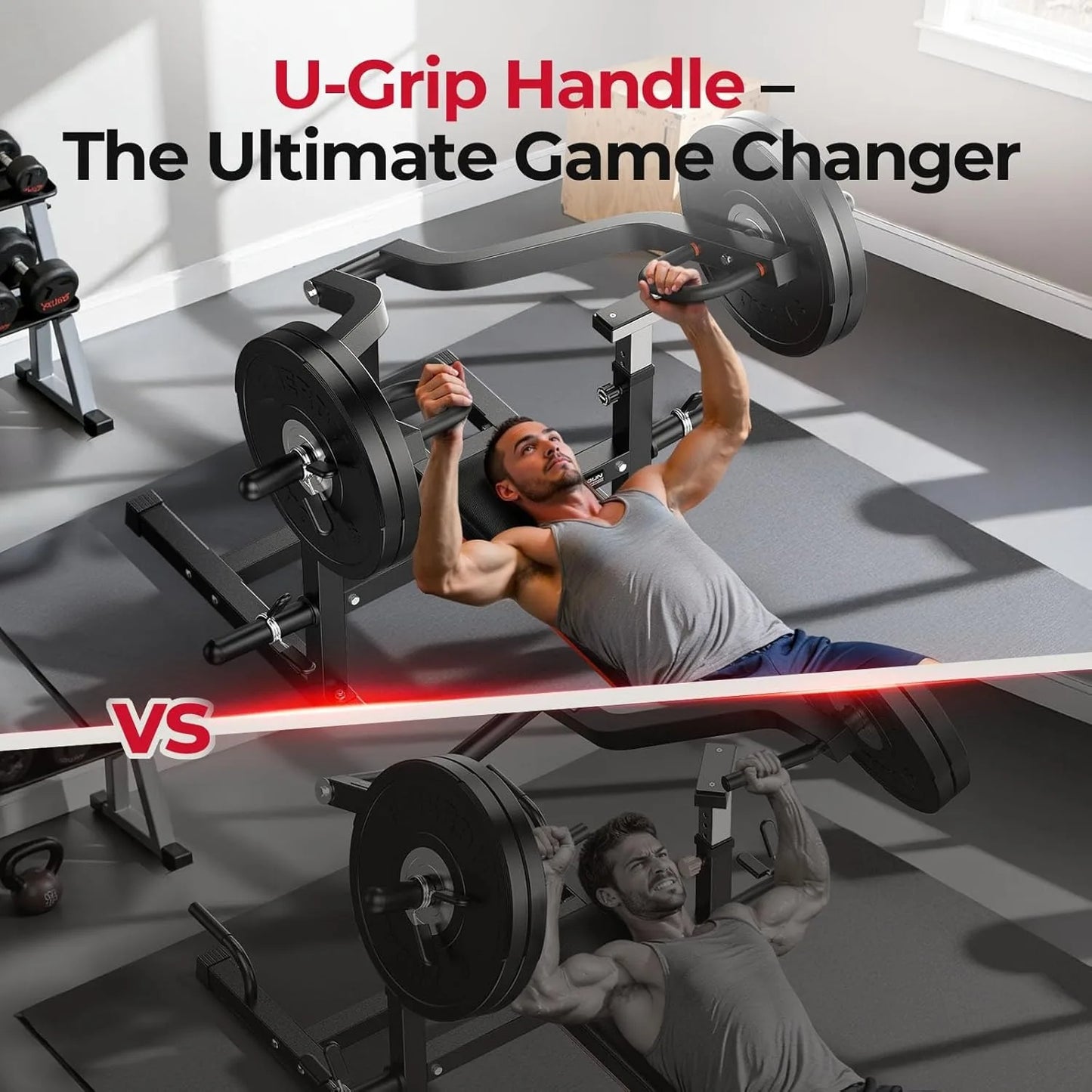 FEIERDUN 3-Grip U-Handles Chest Press Machine,1250LBS Bench Press Machine with Independent Converging Arms,Adjustable Positions