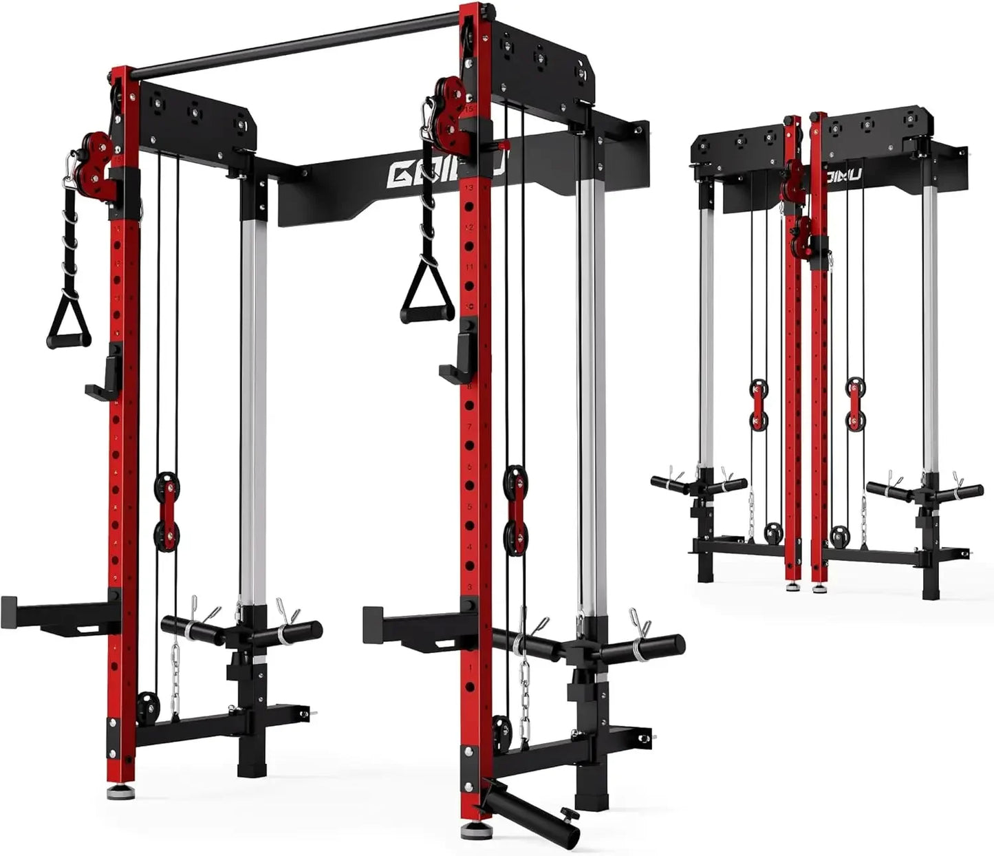 WM3-V4 Folding Squat Rack, Wall Mounted Power Rack with Dual Independent Pulley System, Functional Trainer with 5