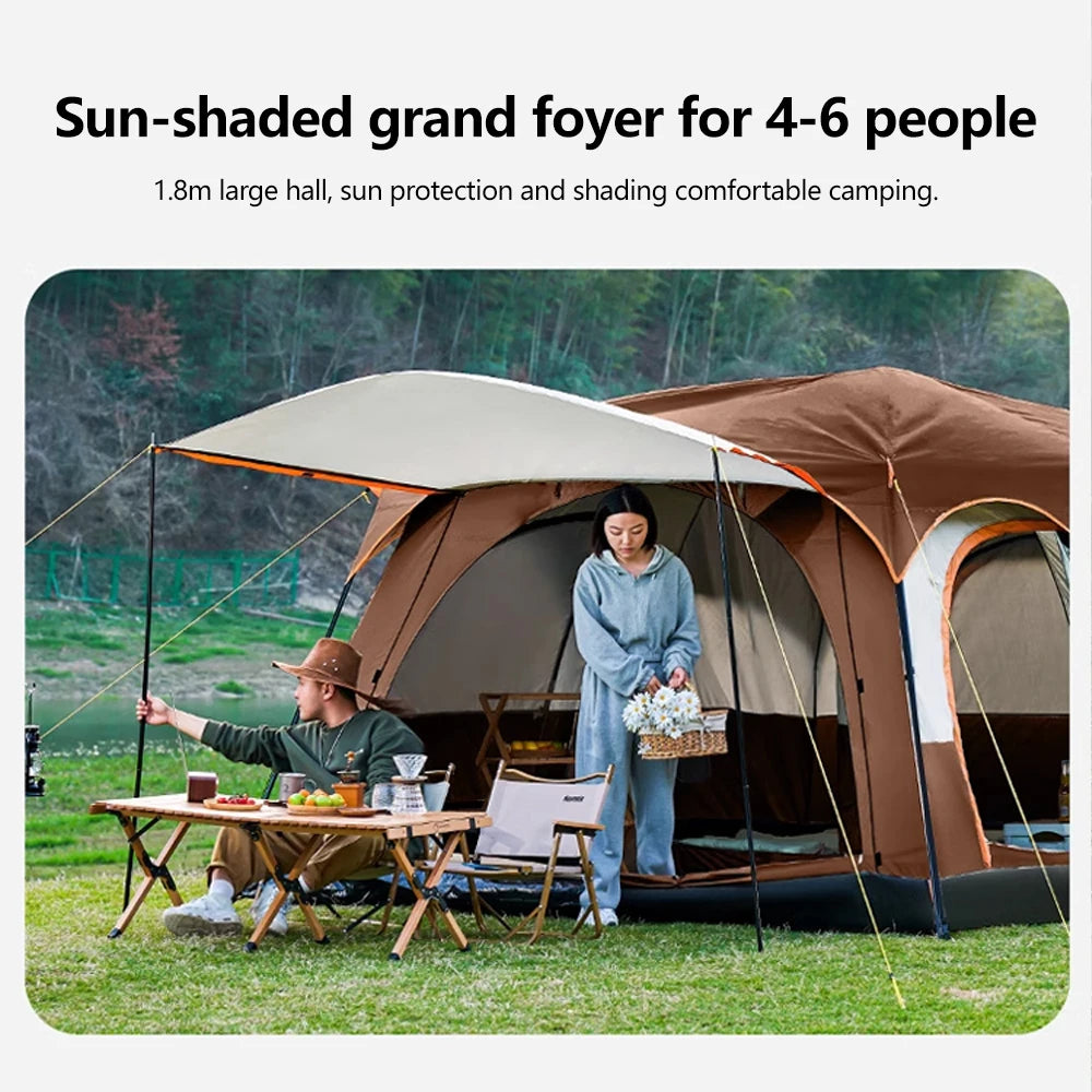 Family Camping Tent 8-12 Person 2 Room with Mosquito Net Sun Roof Instant Pop Up Windproof Large Outdoor Tent for Backyard
