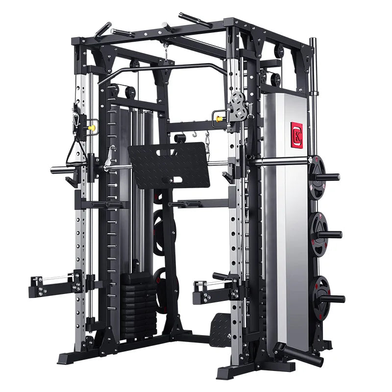 Smith machine Dispositivo de entrenamiento integral, marco de pórtico, estante de sentadillas, banco de empuje, equipo de Fitnes