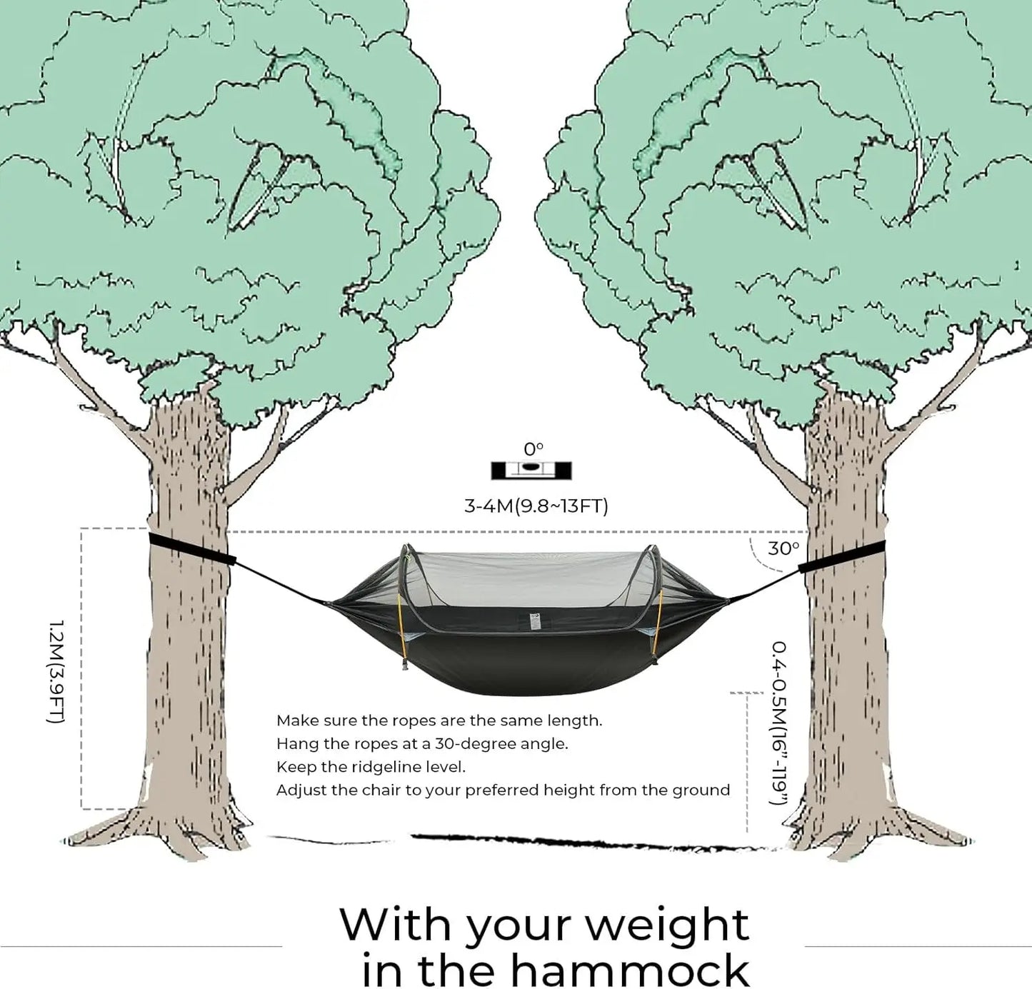 3-in-1 Waterproof Camping Hammock with Mosquito Net & Rainfly, Lightweight Portable Outdoor Gear for Hiking