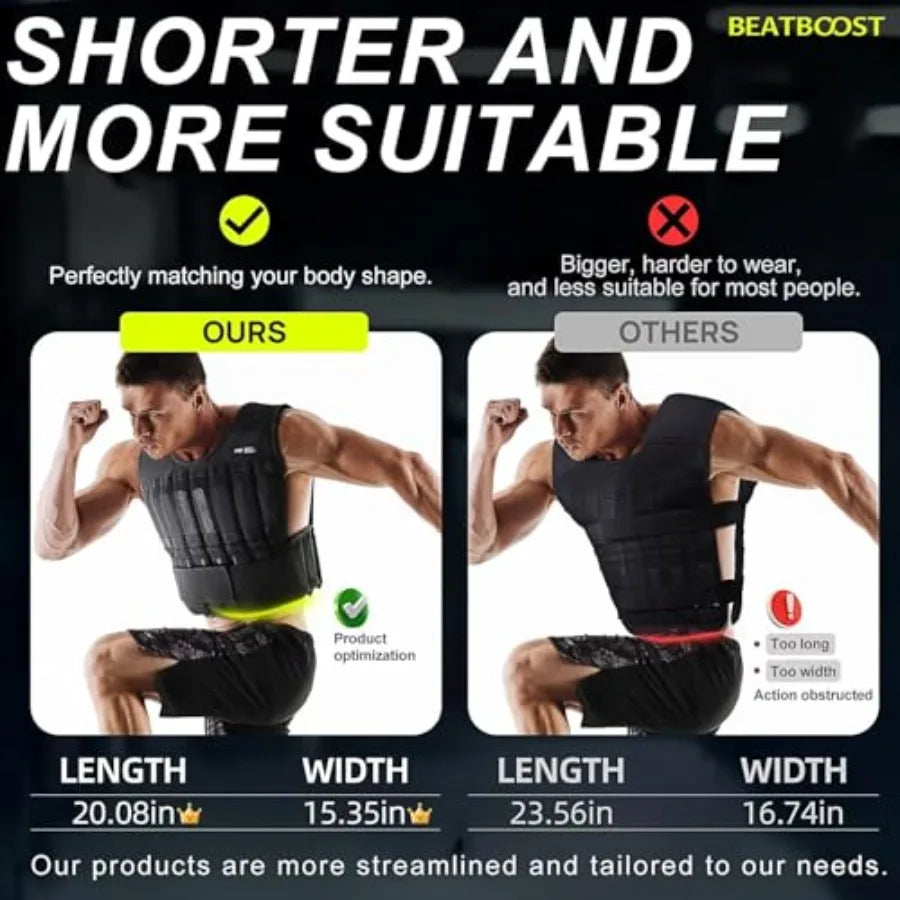 Adjustable Weight Vest for Men 20lb 30lb 40lb 50lb 60lb with Steel Plates for Walking Strength Training Running Workout in Blac