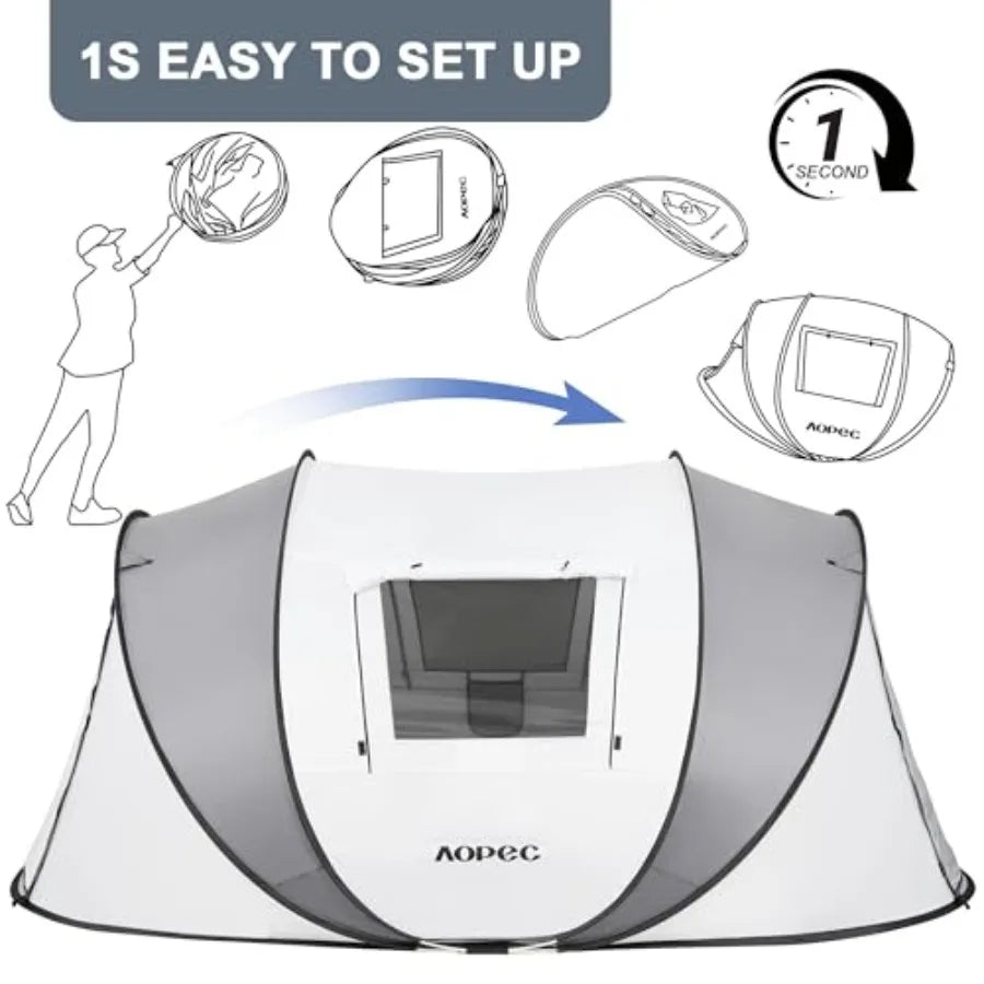 Pop Up Camping Tent 2/4/6 Person Instant Tent Waterproof PU4500mm Spacious Ventilated Camping Tent with Front Porch Quick Setup
