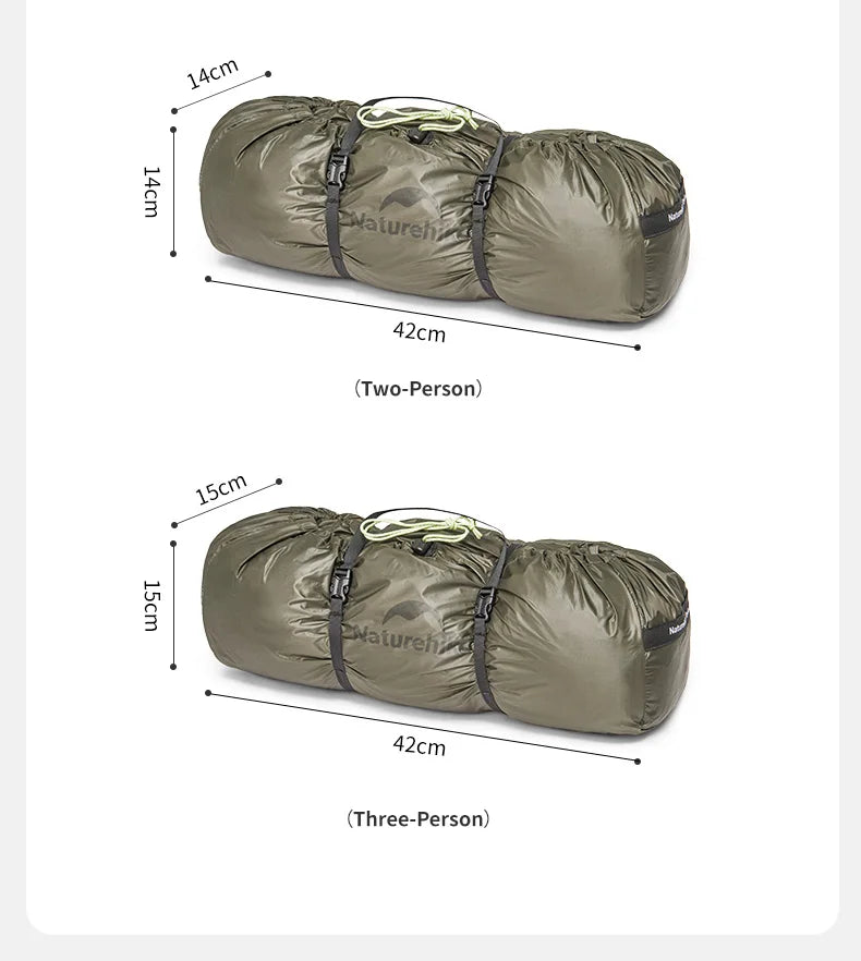 Naturehike Opalus UL Tunnel Tent Lightweight 15D Nylon Hiking Tent Large Space Outdoor Camping Travel 4 Season 2-3 Person Tent
