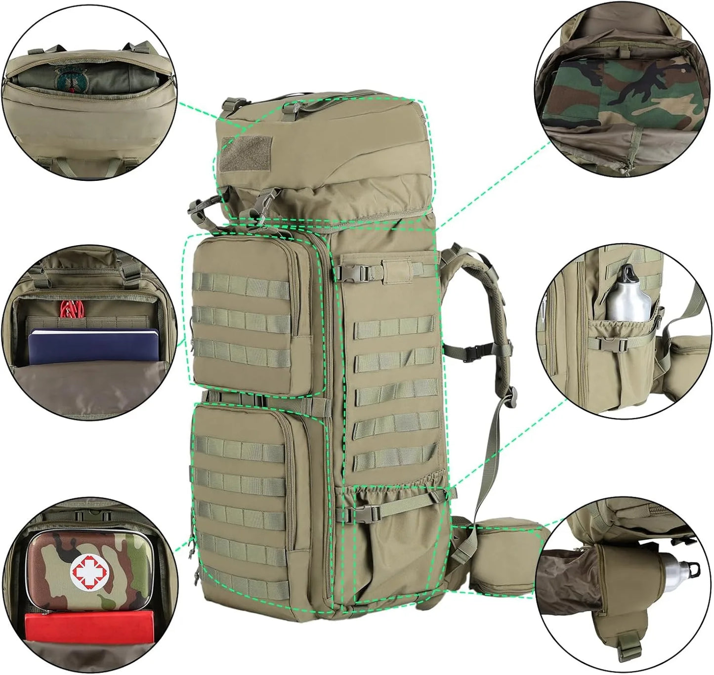 75L Mens Travel Backpack Military Tactical Mountaineering Backpacks Army Climbing Survival Backpack for Camping Hiking Trekking