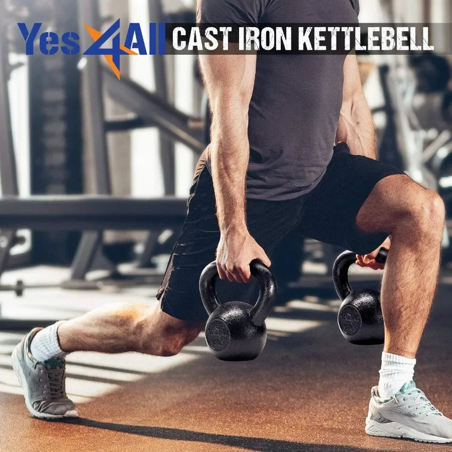 Kettlebell Sets 5 10 15 20 25 30 LB Cast Iron Strength Training Kettlebells with Wide Handles and Flat Bottom Design Ideal for