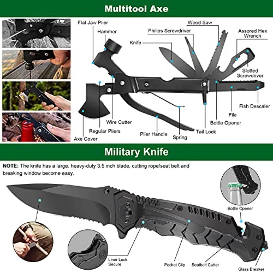 Emergency Survival Kit and First Aid Kit, 142Pcs Professional Survival Gear and Supplies Equipment with Molle Pouch, Gift for C