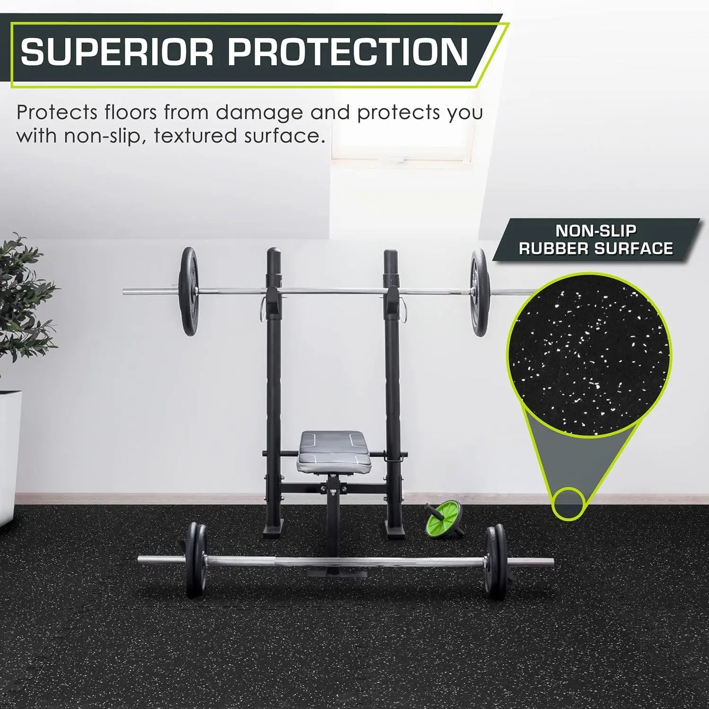 Interlocking EVA Foam Exercise Mat, 1/2-inch or 3/4-inch Thick, Non-Slip Floor Tiles for Home Gym Protection in 24 or 48 SQ FT