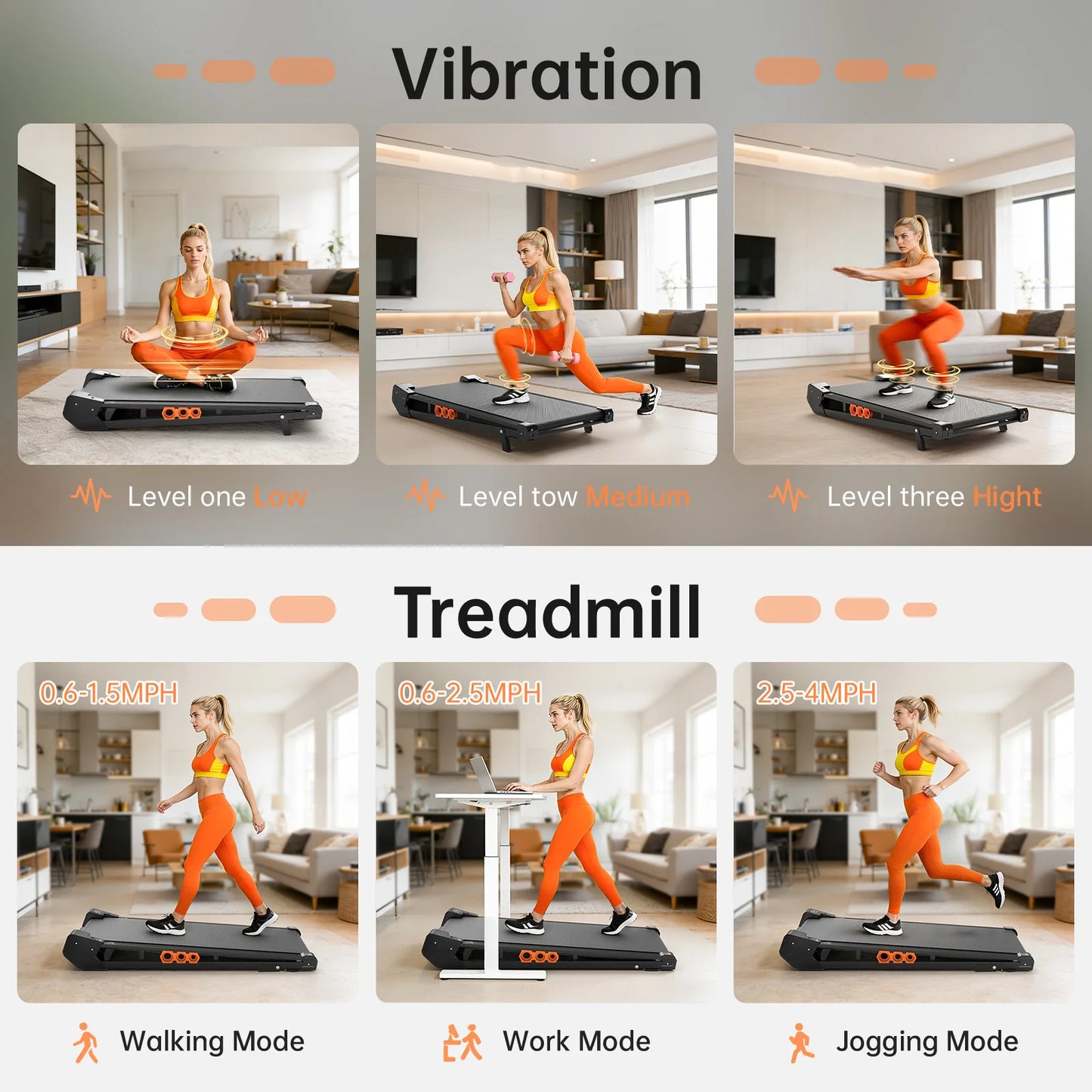 AKLUER Walking Pad with Incline,Low Noise Walking Vibration Treadmill with Remote Control,300lbs Capacity,2.5HP for Home&Office