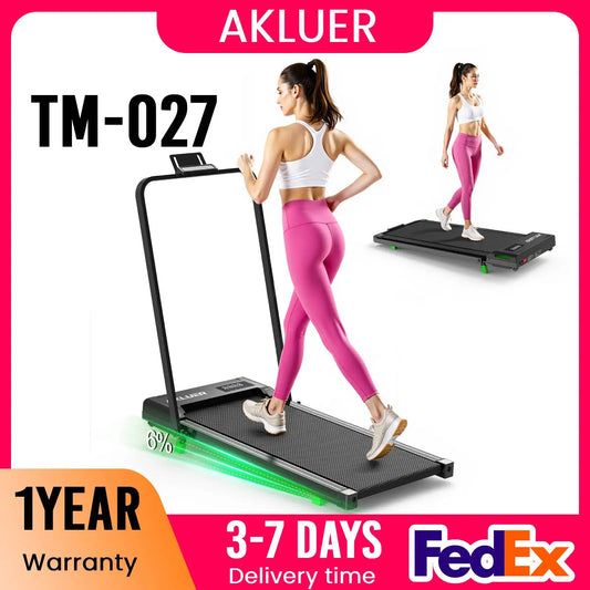 Akluer Walking Pad Treadmill with Incline, Portable Under Desk Brushless Treadmill 330lbs Capacity, 2.5hp Brushless Motor