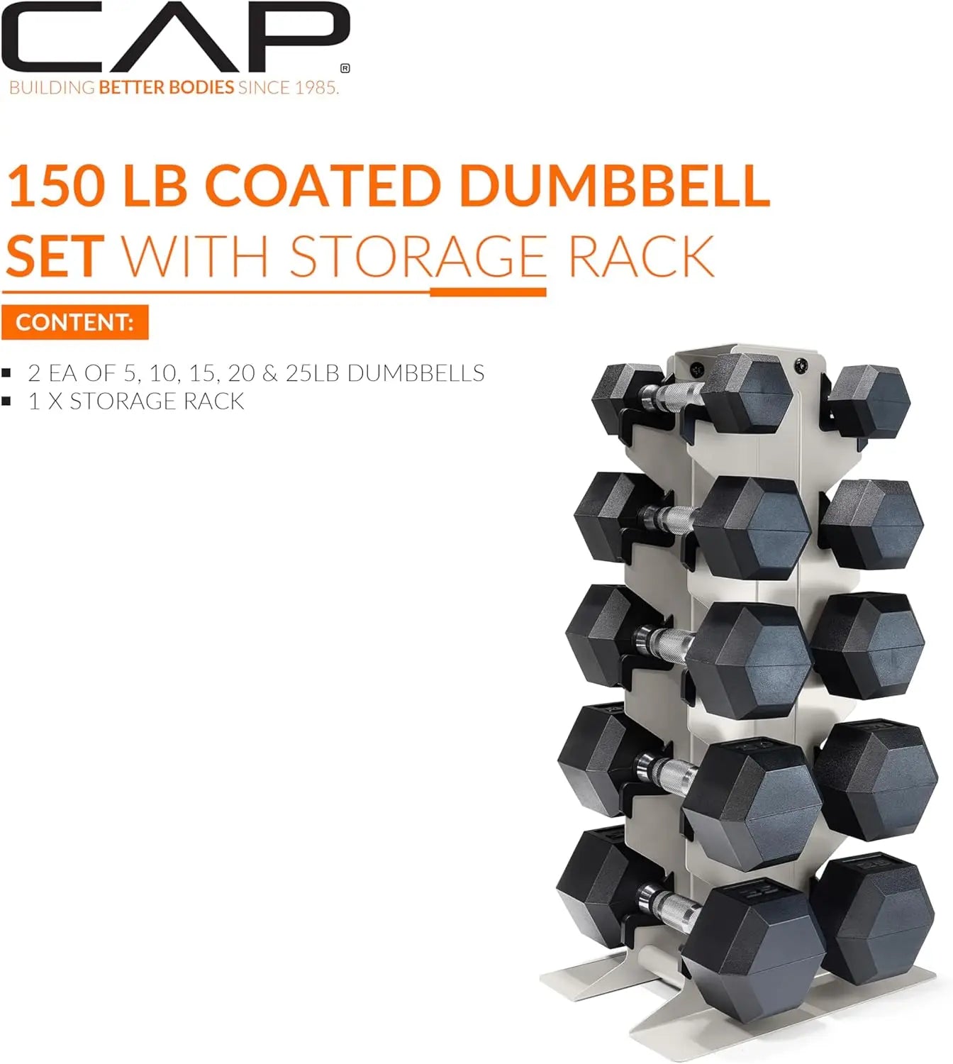 Home Gym Workout, Rubber Coated Dumbbell Set, Rubber, No Color Mentioned, Comes with Vertical Rack, Multiple Weight Options