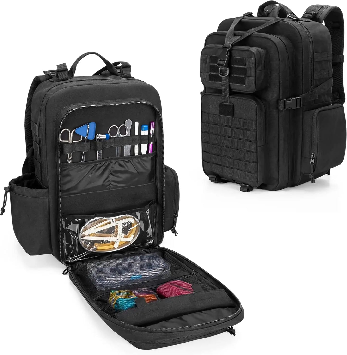 Tactical Medical Backpack for First Aid, Hiking, Trekking, Hunting, Camping - Black (Bag Only)