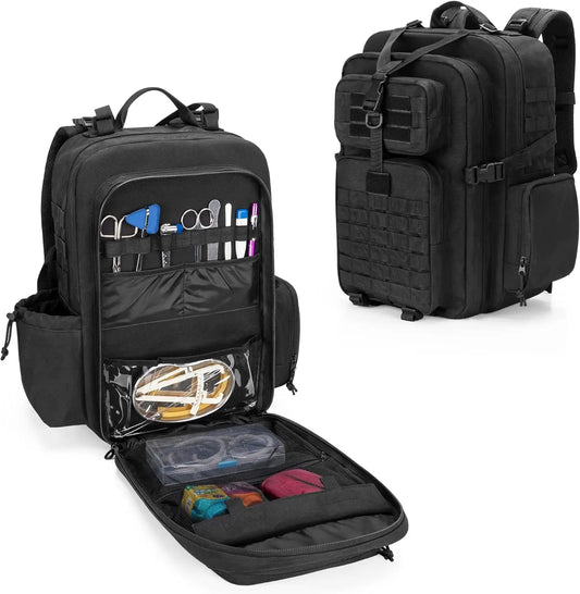 Tactical Medical Backpack for First Aid, Hiking, Trekking, Hunting, Camping - Black (Bag Only)