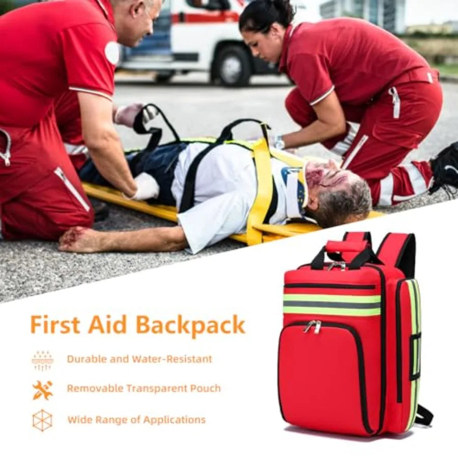 First Aid Backpack for Nurses with Removable Transparent Pouch Medical Bag for Traveling Lightweight Portable Design Ideal for