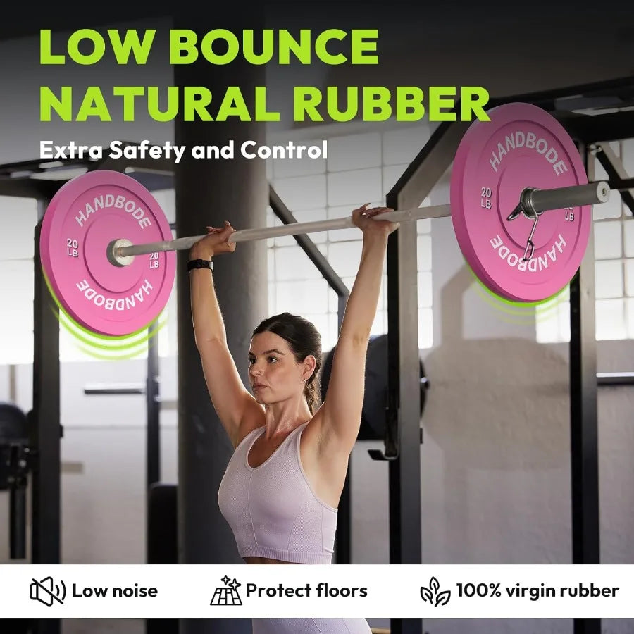 Colored Bumper Weight Plates Weight Plate Set 2-Inch 10/15/20/25/35/45/55 lb Barbell Weight Plates Set for Home Gym Rub