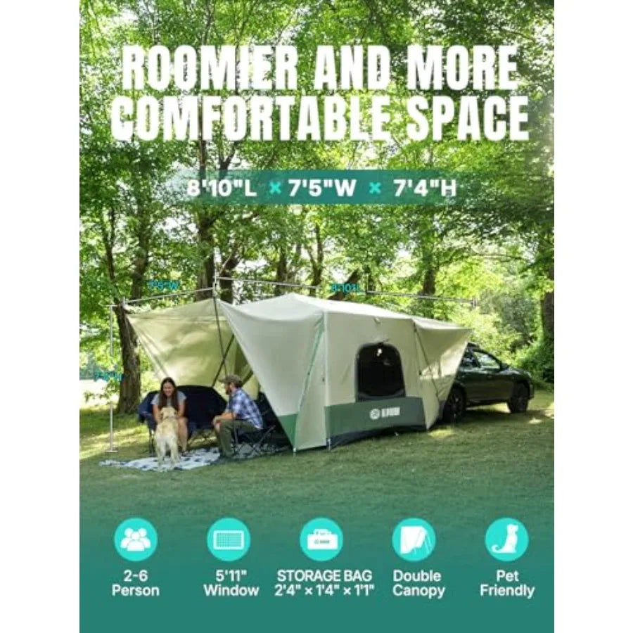 SUV Tent 2 Mins Fast Setup Inflatable SUV Tents for Camping Car Tent with Multi Room for 2/4/6 Person/Family PU 3000mm Waterpro