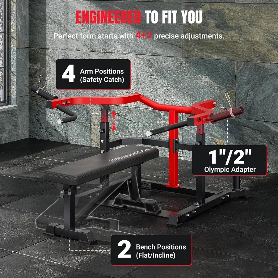 Chest Press Machine 1100LBS Bench Press Machine with Separate Press Station Adjustable Weight Bench Independent Converging Arms