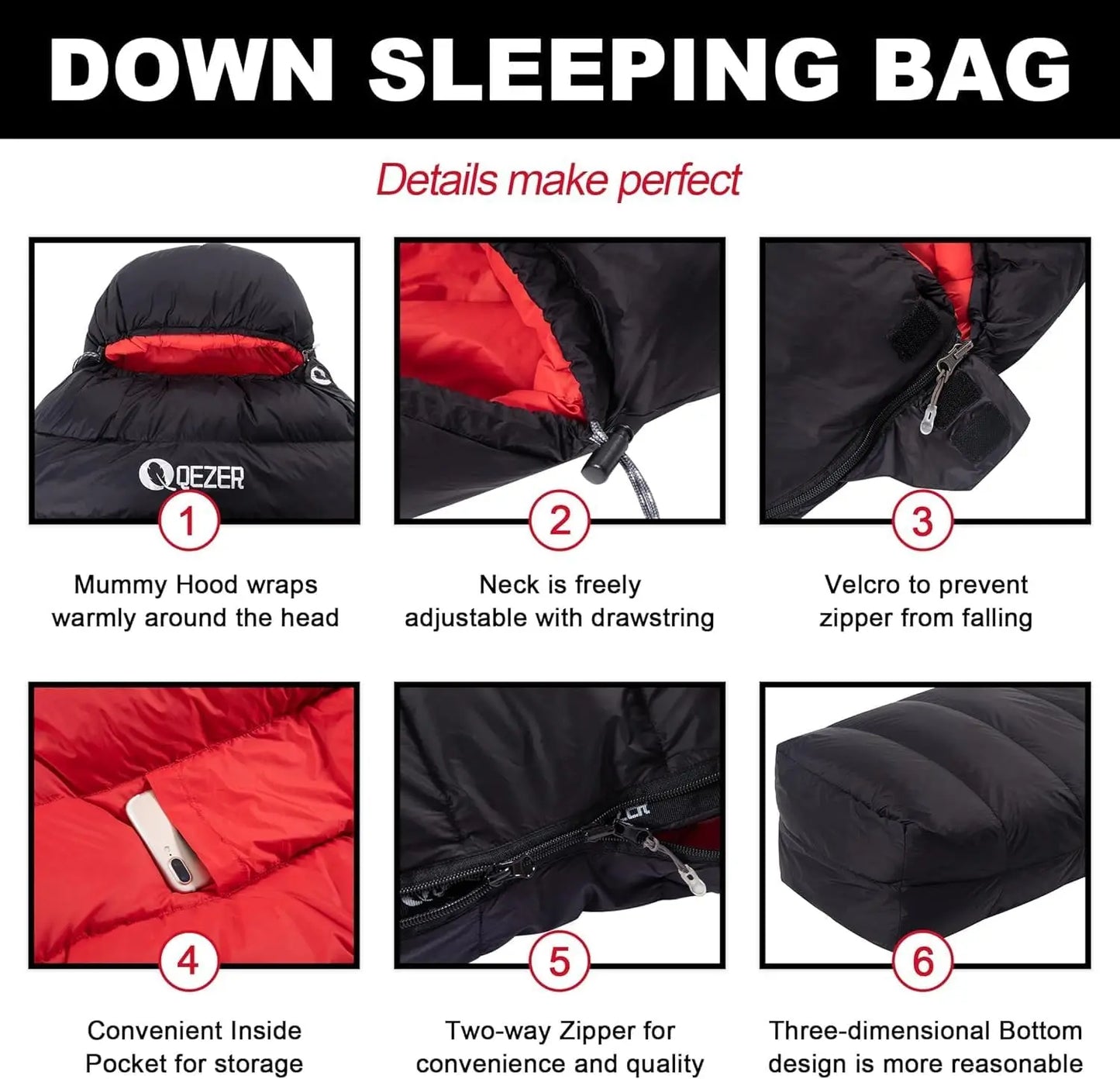 Ultralight Down Sleeping Bag for Adults, 600 Fill Power, Compact All Seasons for Backpacking Hiking Camping