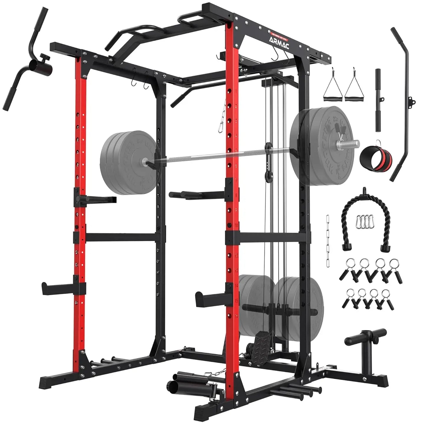 Power Cage,1500lbs Multi-Function Power Rack with Adjustable Cable Crossover System and More Training Attachment,, Customized