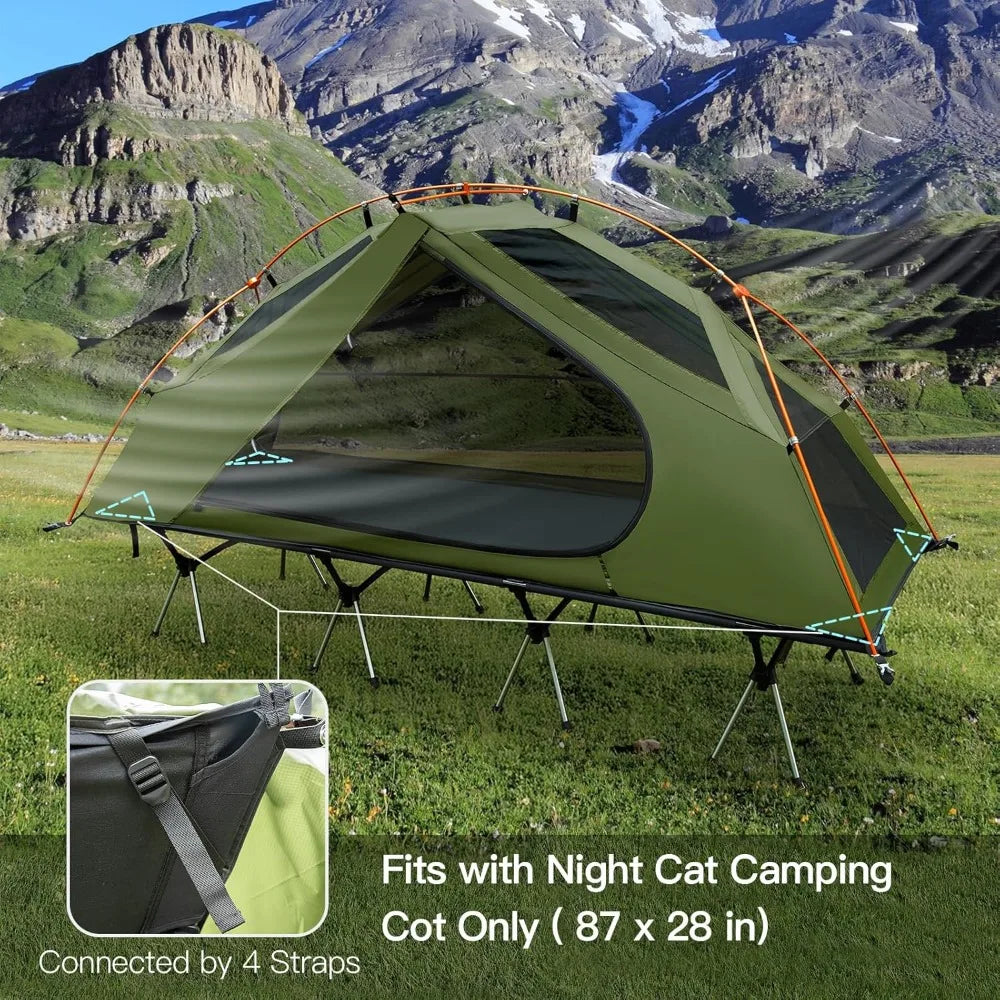 Camping Cot Tent Combo - Waterproof 1-Person Elevated Cot Bed with Tent, Portable Easy Setup for Adults