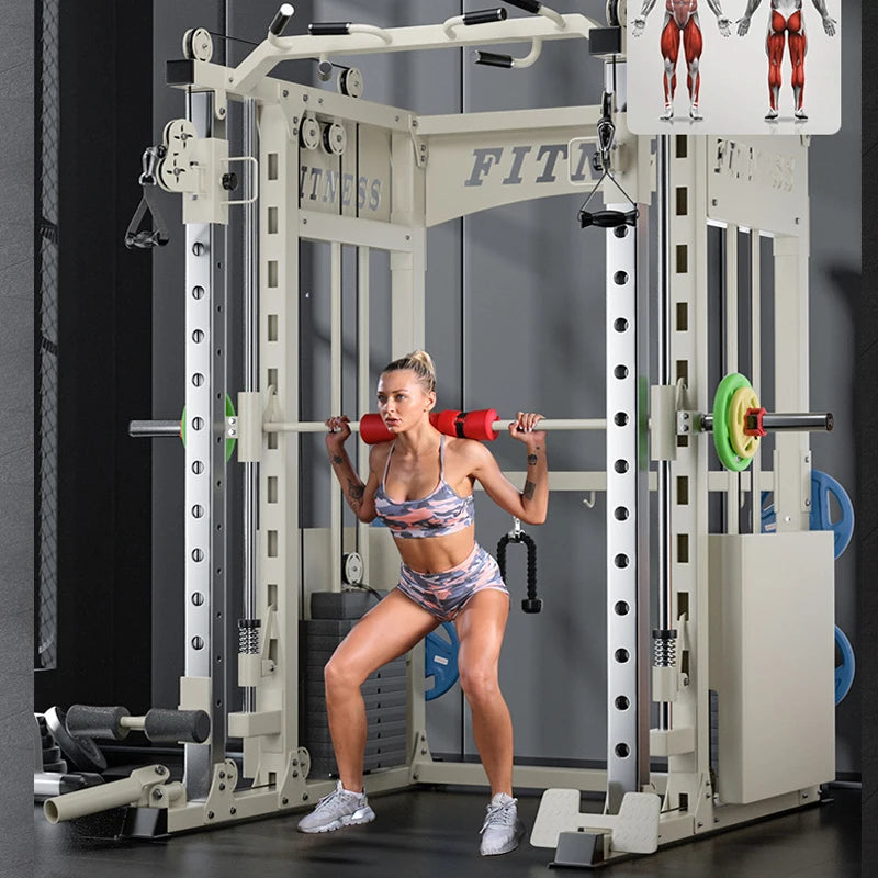 Smith Machine Comprehensive Trainer Multi functional Home Flying Bird Lying Push Stand Fitness Equipment Squatting Longmen Stand
