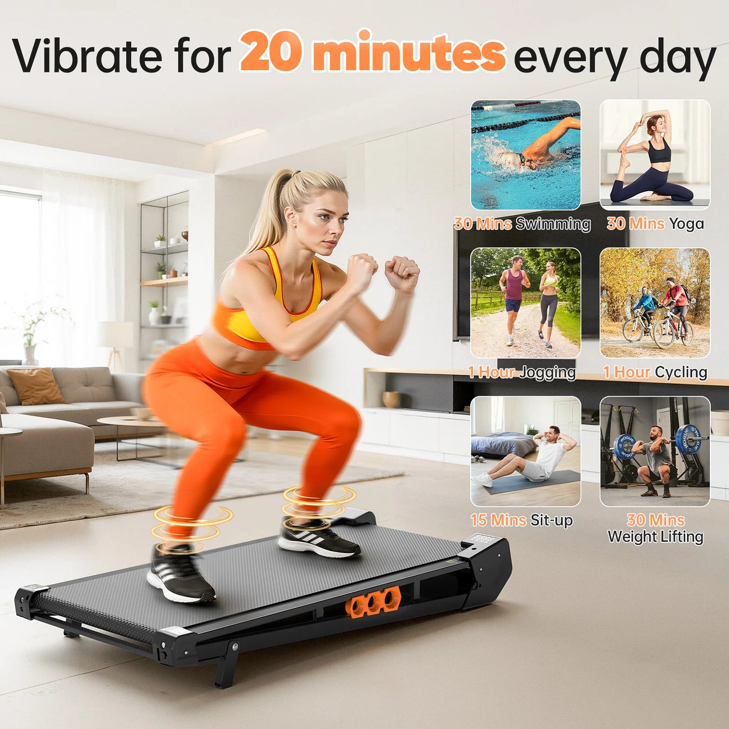 AKLUER Walking Pad with Incline,Low Noise Walking Vibration Treadmill with Remote Control,300lbs Capacity,2.5HP for Home&Office
