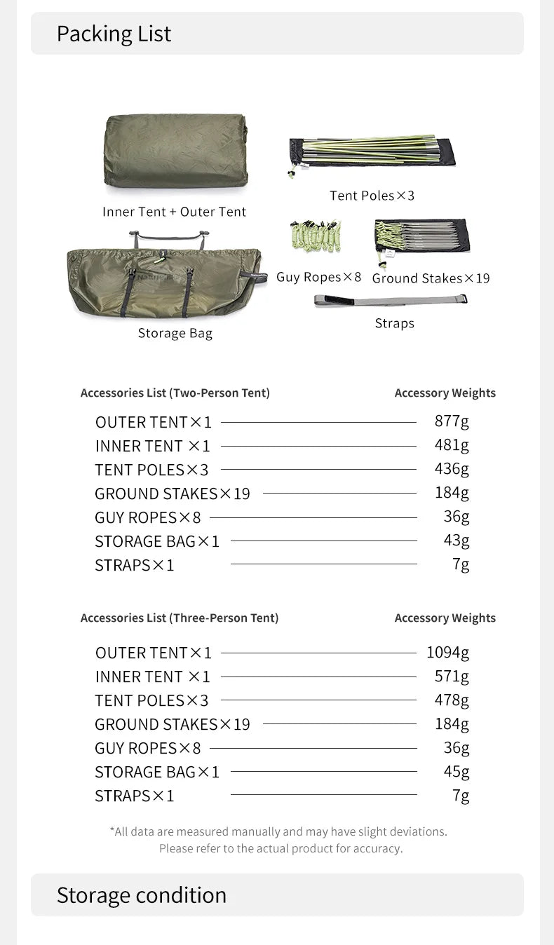 Naturehike Opalus UL Tunnel Tent Lightweight 15D Nylon Hiking Tent Large Space Outdoor Camping Travel 4 Season 2-3 Person Tent