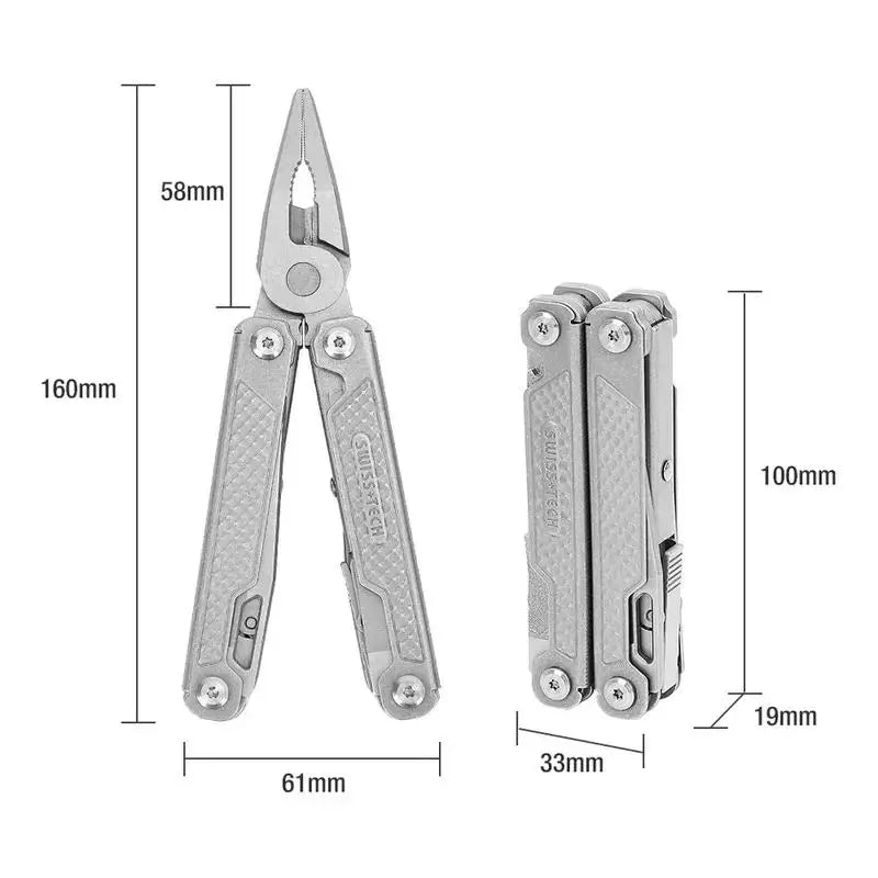 SWISS TECH  15in1 Outdoor Multi-tool Camping Supplies EDC Survival Tactical Hunting Hiking Pocketknife Nature hike