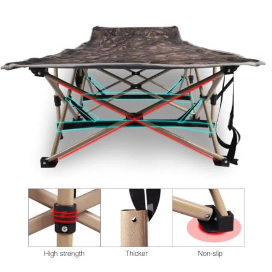 2-Pack Folding Camping Cots for Adults with Mattress Pad Heavy Duty Sleeping Cots Soft Comfortable for Outdoor Camping Indoor H